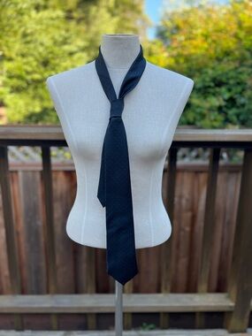 Vintage Carven Paris Blue with Red Accents 100% Silk Tie